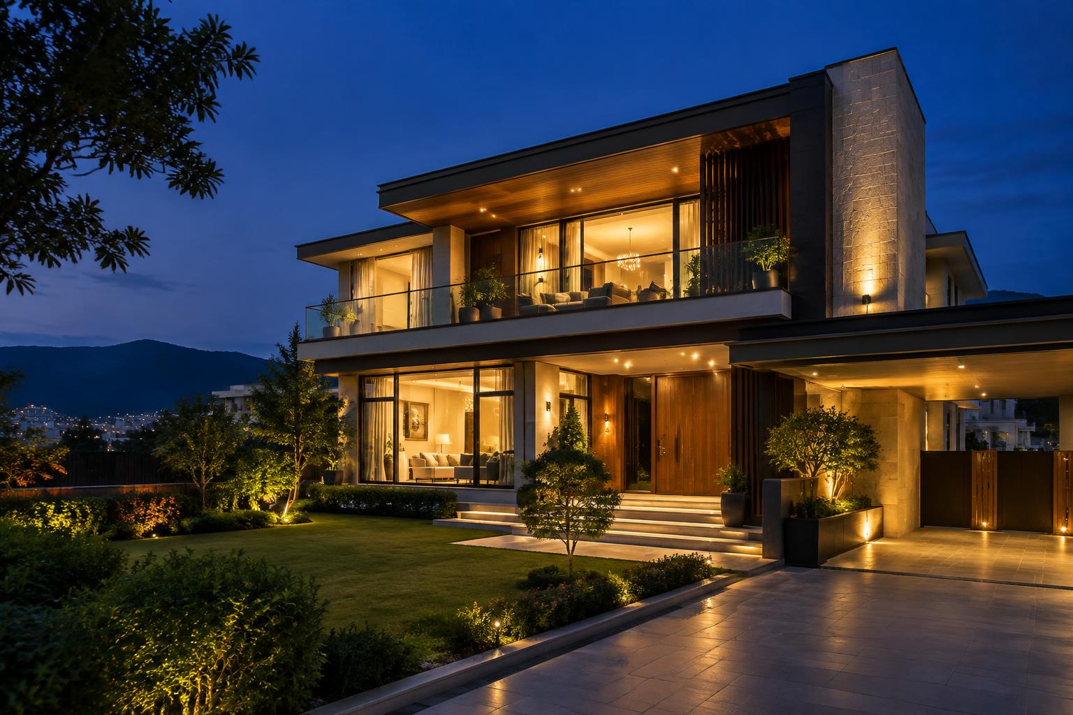 Premium residential property at dusk